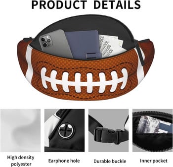 American Football Fanny Packs Πακέτο μέσης ταξιδιού για ενήλικες Τσάντα χιαστί Τσάντα ζώνης τσέπης με ρυθμιζόμενο λουράκι για αθλήματα