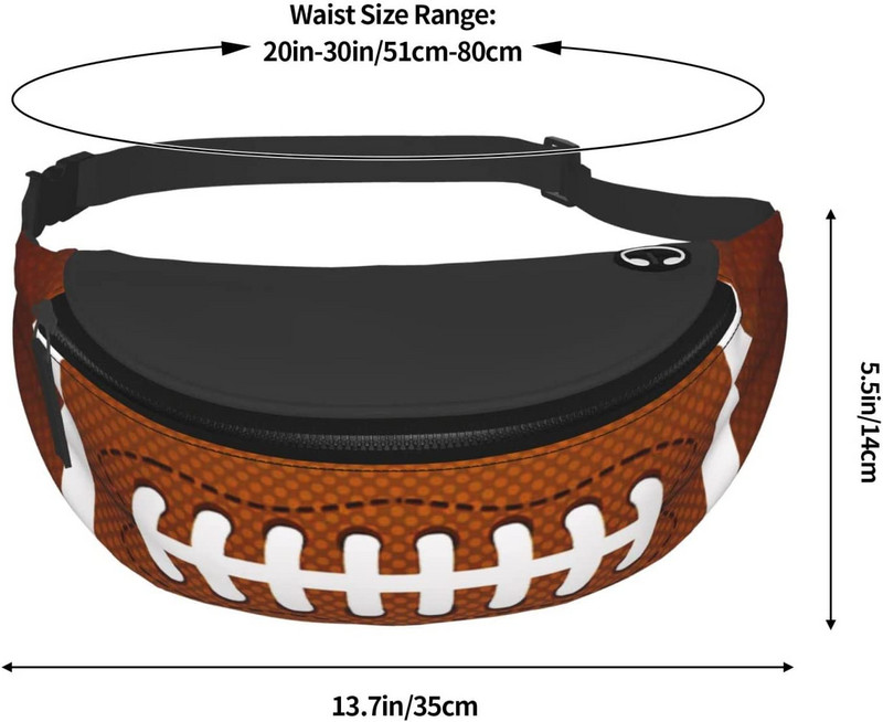 American Football Fanny Packs Πακέτο μέσης ταξιδιού για ενήλικες Τσάντα χιαστί Τσάντα ζώνης τσέπης με ρυθμιζόμενο λουράκι για αθλήματα