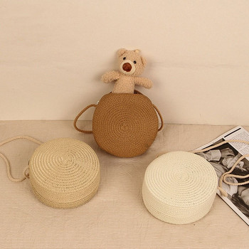 Hot Sale Στρογγυλή υφασμένη ψάθινη τσάντα Beach Crossbody Shoulder Bag Cute Rattan χειροποίητη πλεκτή καραμέλα μικρή τσάντα για γυναίκες