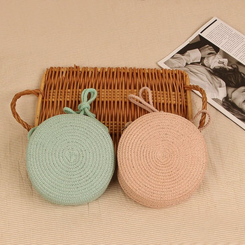 Hot Sale Στρογγυλή υφασμένη ψάθινη τσάντα Beach Crossbody Shoulder Bag Cute Rattan χειροποίητη πλεκτή καραμέλα μικρή τσάντα για γυναίκες