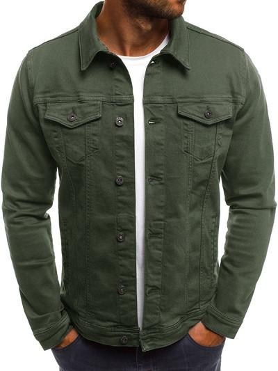 ZOGAA Φθινόπωρο και Χειμώνας Νέο καθαρό χρώμα Cowboy απλό ανδρικό κοντό τζιν μπουφάν