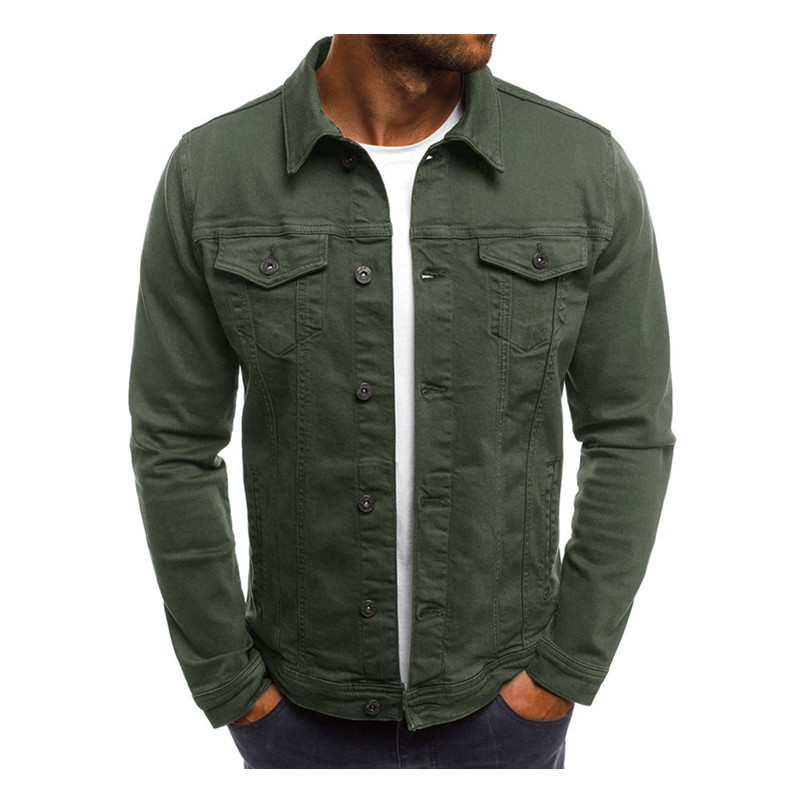 ZOGAA Φθινόπωρο και Χειμώνας Νέο καθαρό χρώμα Cowboy απλό ανδρικό κοντό τζιν μπουφάν