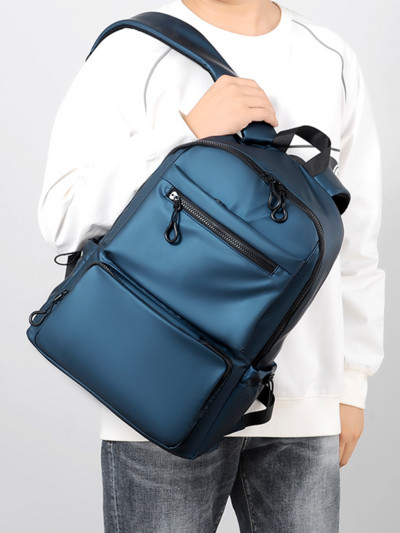 Muški ruksak od 14 inča od poliestera Putovanje Putovanje na posao i posao s dvostrukim leđima, slobodno vrijeme Torba za računalo otporna na prskanje, modni trend, studentska školska torba