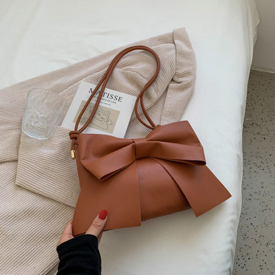 Luxusné dizajnérske kabelky pre ženy, jednoduchá móda, roztomilá dámska pevná kabelka s mašľou, dámska kožená crossbody kabelka