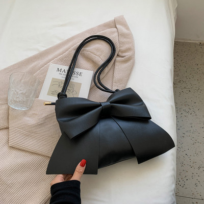 Luxusné dizajnérske kabelky pre ženy, jednoduchá móda, roztomilá dámska pevná kabelka s mašľou, dámska kožená crossbody kabelka