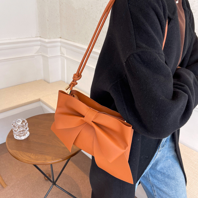 Luxusné dizajnérske kabelky pre ženy, jednoduchá móda, roztomilá dámska pevná kabelka s mašľou, dámska kožená crossbody kabelka