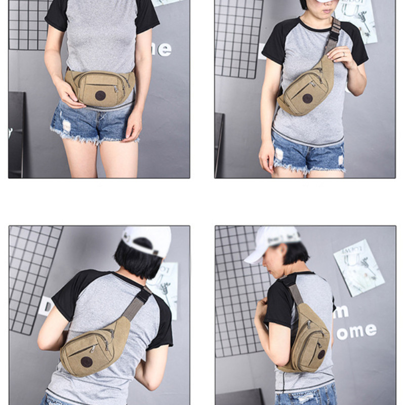 Geantă din pânză pentru bărbați, cu mai multe compartimente, pentru piept sport, geantă mică din pânză, geantă pentru telefon mobil, geantă de fitness, portofel multifuncțional