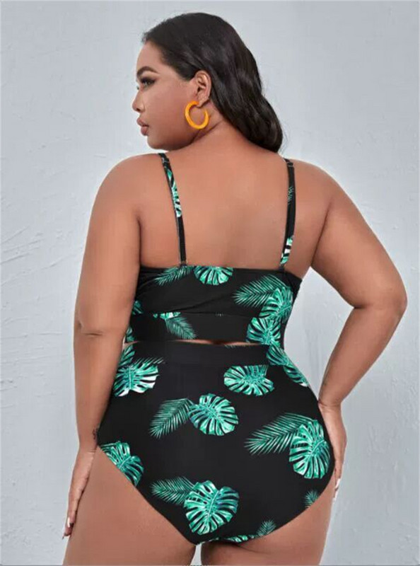 Para Praia Leaf Print Halter Σετ μπικίνι 2023 Ψηλόμεση μαγιό Biquini μεγάλου μεγέθους σέξι μεγάλου μεγέθους γυναικείο μαγιό