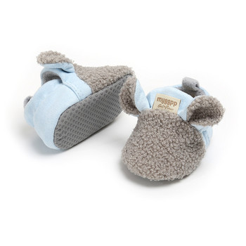 Бебешки чорапи Обувки Ботуши за момчета и момичета Зимни топли обувки за пълзене на овчи уши за малки деца Памук, меки противоплъзгащи обувки за новородени бебета