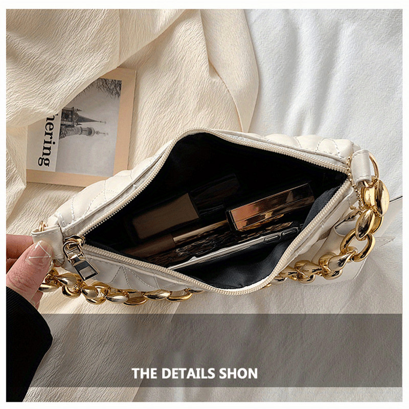 Τσάντα Argyle Quilted Ruched Crescent, Fashion Chain Shoulder Bag, Γυναικεία τσάντα με τσαντάκι νομισμάτων για το καλοκαίρι κάθε μέρα