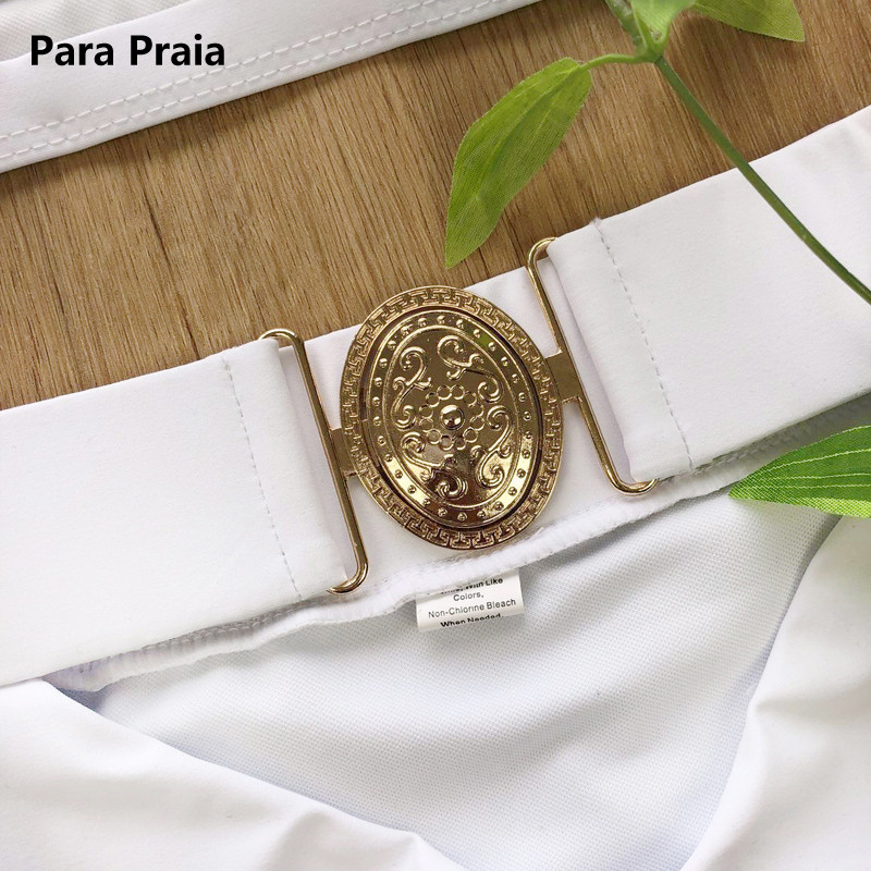 Σετ μπικίνι με ψηλή μέση 2023 Νέο λευκό μαγιό με πόρπη