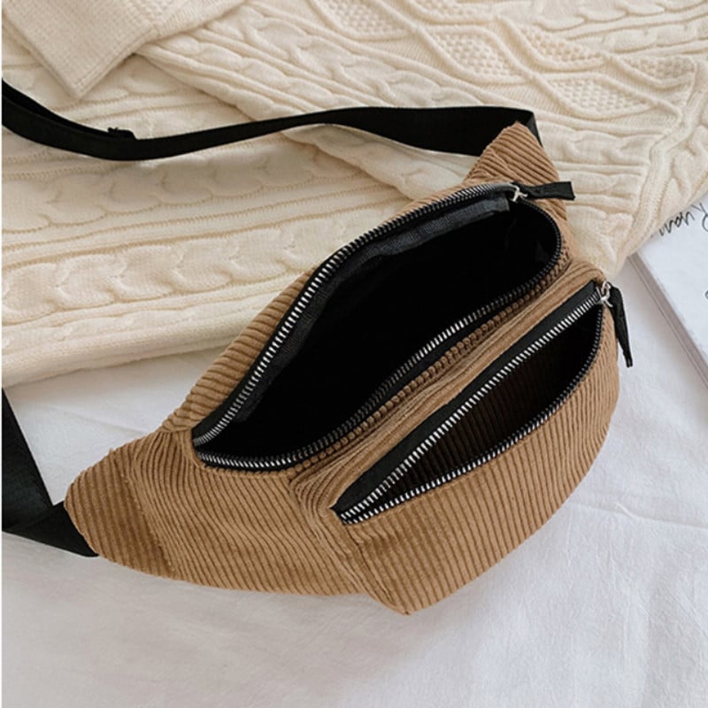 Jednoduchá manšestrová ľadvinka, dizajnérska zipsová taška na hrudník, športová cestovná dievčenská taška na opasok, módna taška na telefón pre ženy a mužov