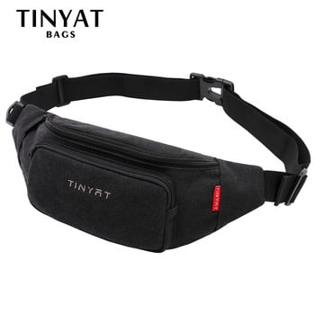 Ανδρική τσάντα μέσης TINYAT Casual Man Canvas Shoulder Fanny Packs Γυναικεία τσάντα ζώνης Τσάντα για χρήματα Τηλέφωνο Banana Bum Hip Bag