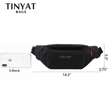 Ανδρική τσάντα μέσης TINYAT Casual Man Canvas Shoulder Fanny Packs Γυναικεία τσάντα ζώνης Τσάντα για χρήματα Τηλέφωνο Banana Bum Hip Bag