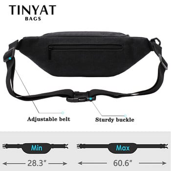 Ανδρική τσάντα μέσης TINYAT Casual Man Canvas Shoulder Fanny Packs Γυναικεία τσάντα ζώνης Τσάντα για χρήματα Τηλέφωνο Banana Bum Hip Bag