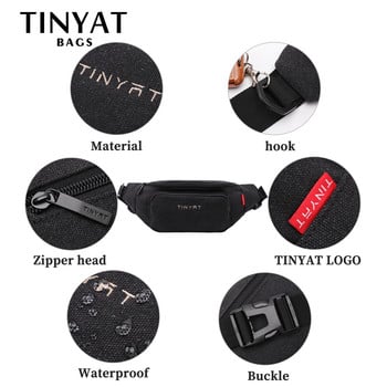 Ανδρική τσάντα μέσης TINYAT Casual Man Canvas Shoulder Fanny Packs Γυναικεία τσάντα ζώνης Τσάντα για χρήματα Τηλέφωνο Banana Bum Hip Bag