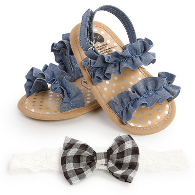 2023 Nové letné detské sandále pre batoľatá, novorodencov, dievčatká, plátené topánky s mäkkou podrážkou, ploché, protišmykové, viacfarebné, prvé chodítka