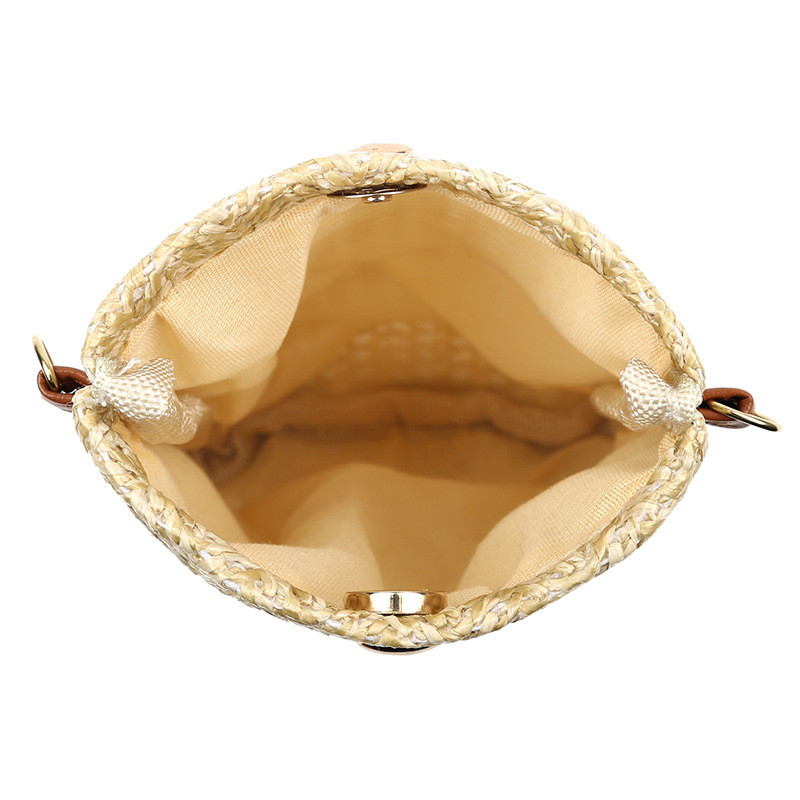 Módna dámska slamená crossbody taška cez rameno, letná plážová ratanová taška cez rameno, malá pevná peňaženka na mobilný telefón