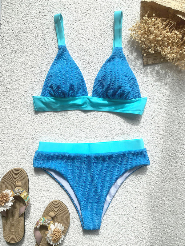 Para Praia Set de Bikini Patchwork 2023 Costum de baie Push Up Sexy Femei cu talie înaltă Costum de baie Bandage Biquini Costum de baie fără spate