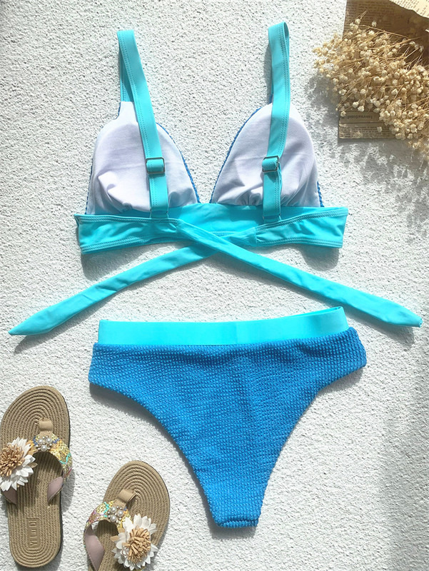 Para Praia Set de Bikini Patchwork 2023 Costum de baie Push Up Sexy Femei cu talie înaltă Costum de baie Bandage Biquini Costum de baie fără spate