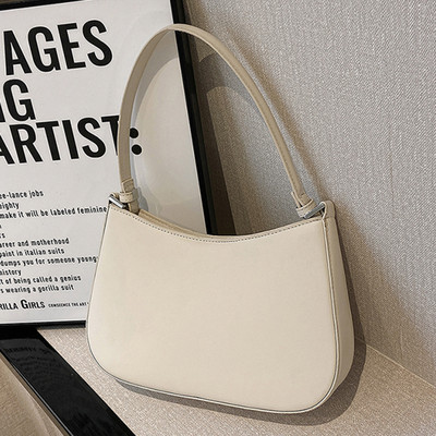 Γυναικεία τσάντα χειρός PU Δερμάτινη τσάντα μασχάλης μονόχρωμη τσάντα ώμου με Hasp γυναικεία τσάντα Commute Daily