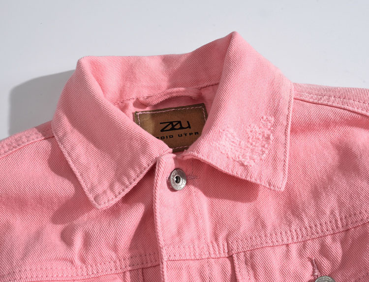 Ανδρικά ροζ τζιν μπουφάν Εξωτερικά τζιν Παλτό Νέα Άνοιξη Φθινόπωρο Ανδρικά Μπουφάν Jena Ανδρικά Slim Τζιν Μπουφάν Μέγεθος 3XL