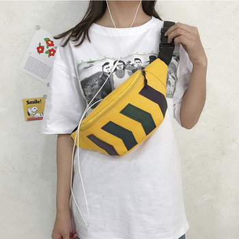 Unisex βέλος με ανάκλαση τσάντες μέσης καμβά Καμβάς casual ζευγάρι χιαστί τσάντα με τρύπα ακουστικών Travel Waist Running Fanny Bag