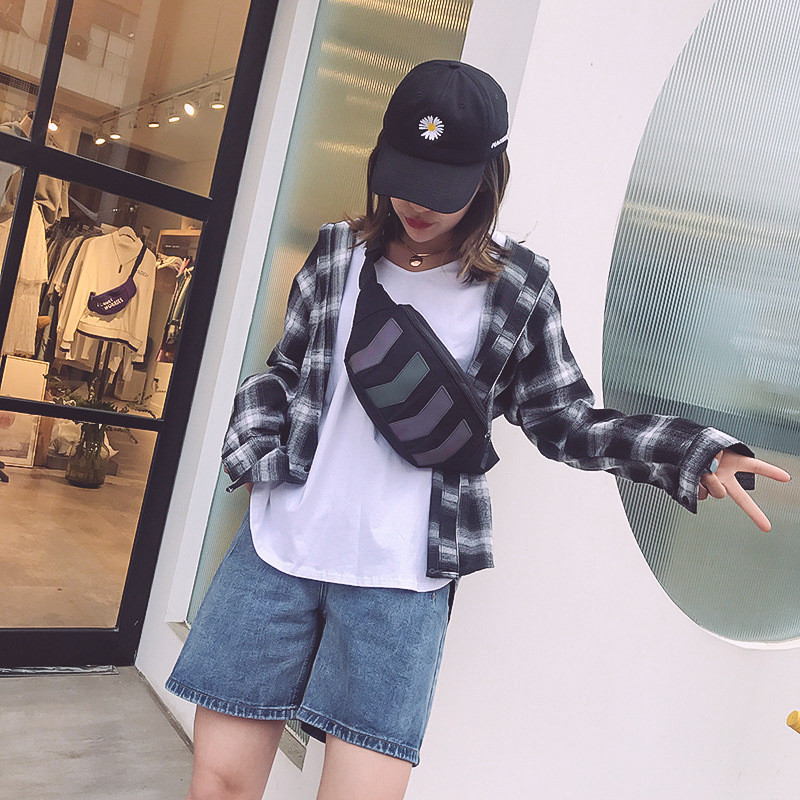 Genți de talie din pânză unisex Arrow Reflection Geantă de cuplu ocazională de pânză cu orificiu pentru căști Geantă de călătorie în talie pentru alergare