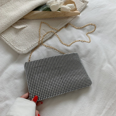 Ljeto 2023. Nova korejska ženska torbica Svjetlucava mala četvrtasta torba s vodenim dijamantom Trendy torba na jedno rame