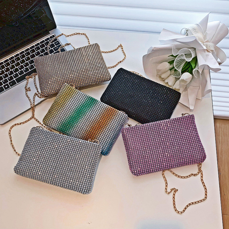Ljeto 2023. Nova korejska ženska torbica Svjetlucava mala četvrtasta torba s vodenim dijamantom Trendy torba na jedno rame