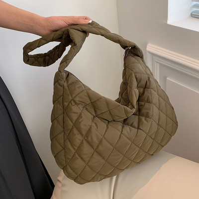 Νέες γυναικείες γυναικείες τσάντες μεγάλης χωρητικότητας Μαλακό καπιτονέ Γυναικείο τσαντάκι Hobo Ελαφρύ βαμβακερό κορίτσι υψηλής ποιότητας τσάντα ώμου ταξιδιού