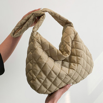 Νέες γυναικείες γυναικείες τσάντες μεγάλης χωρητικότητας Μαλακό καπιτονέ Γυναικείο τσαντάκι Hobo Ελαφρύ βαμβακερό κορίτσι υψηλής ποιότητας τσάντα ώμου ταξιδιού