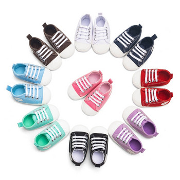 Бебешки платнени обувки Прохождащи деца Предпрохождащи обувки против прескачане Класически маратонки за новородени Спортни бебешки обувки Момче Момиче Мека подметка Първи проходилки