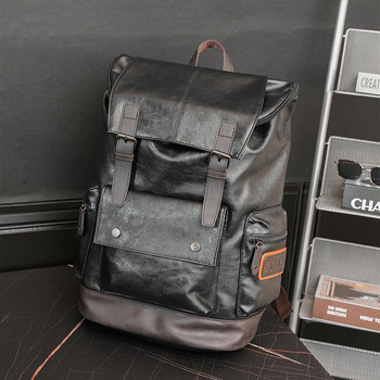 Πολυτελής επώνυμη δερμάτινη ανδρική τσάντα πλάτης νεανική τσάντα ταξιδιού μεγάλης χωρητικότητας Σχολική τσάντα φορητού υπολογιστή για αγόρι ανδρική επαγγελματική τσάντα ώμου Μαύρη