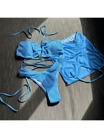 2023 Sexy Wrap Around Halter With Skirt Μπικίνι Γυναικεία μαγιό Γυναικείο μαγιό Σετ μπικίνι τριών τεμαχίων Bather Bathing Suit Swim