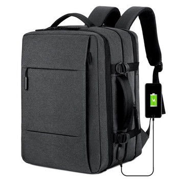 Мъжка разширяема раница с голям капацитет USB зареждане Мъжка чанта за лаптоп Водоустойчива раница за бизнес пътуване Багажна чанта Mochila