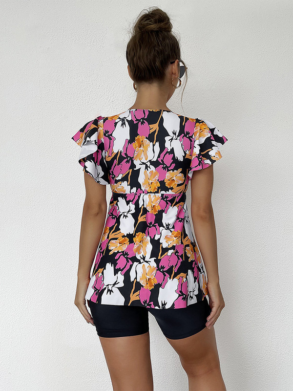 2023 Γυναικείο μαγιό δύο τεμαχίων φόρεμα μαγιό Tummy Control Ξεχωριστό εμπριμέ σετ τανκίνι μαγιό με σορτς