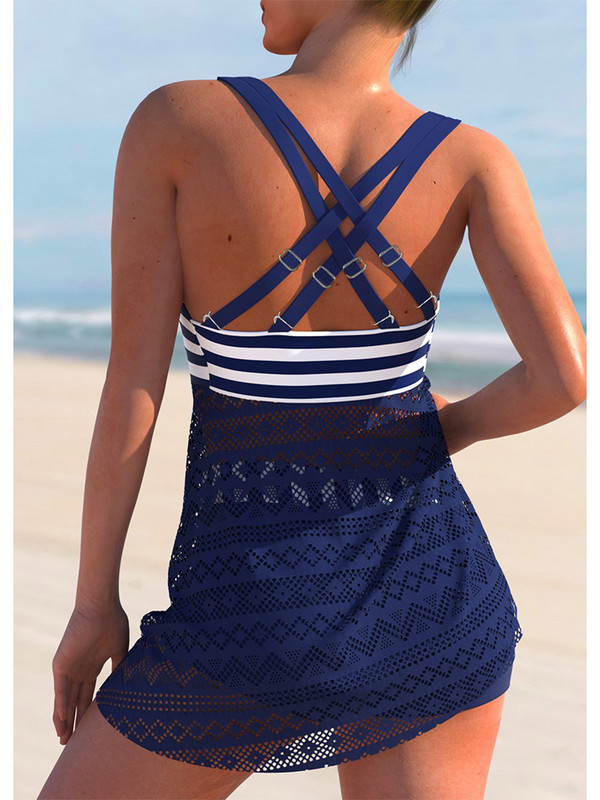 Bikini cu dungi 2023, costum de baie, tankini cu talie înaltă pentru femei, set de două piese de vară, costum de baie, costum de baie