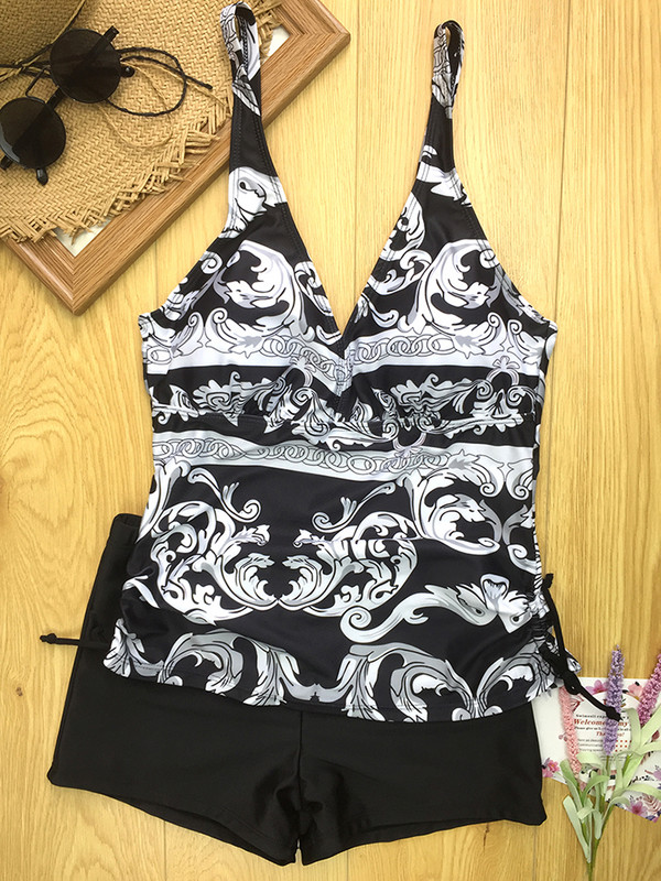 2023 Νέα Two Piece Swimwear Γυναικεία μαγιό με σορτς V λαιμόκοψη Tankinis Swim Wear Μαγιό με στάμπα