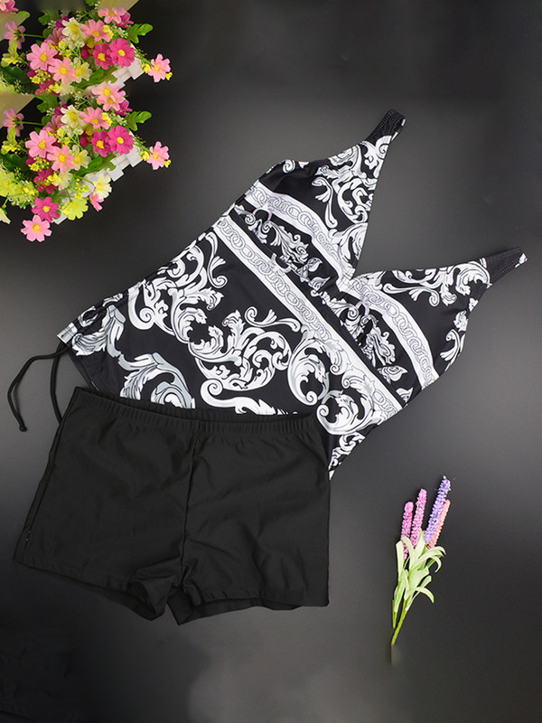 2023 Νέα Two Piece Swimwear Γυναικεία μαγιό με σορτς V λαιμόκοψη Tankinis Swim Wear Μαγιό με στάμπα