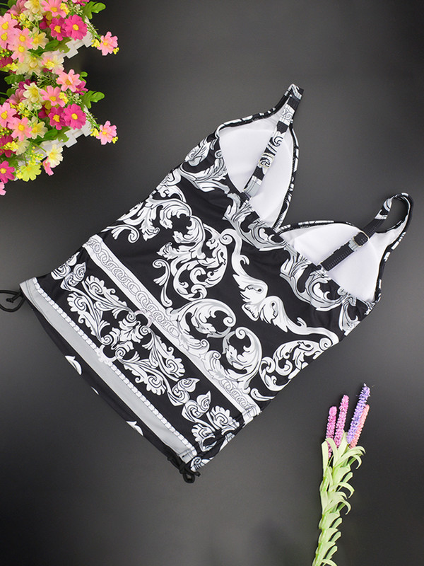 2023 Νέα Two Piece Swimwear Γυναικεία μαγιό με σορτς V λαιμόκοψη Tankinis Swim Wear Μαγιό με στάμπα