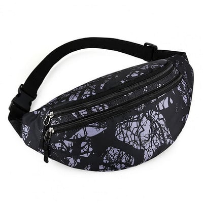 Geantă de talie Multi-buzunare cu imprimeu cu frunze din nailon, impermeabilă, cadou ocazional