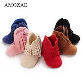 Νεογέννητα παιδικά παπούτσια για κοριτσάκια Prewalker Παπούτσια μωρού με μασίφ Fringe Μποτάκια χιονιού 2023 Χειμερινά βρέφη για νήπια Αντιολισθητικά μποτάκια με μαλακή σόλα