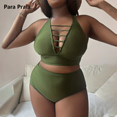 Para Praia 2023 Bikini set s izdubljenim halterima i visokim strukom Seksi kupaći kostim velike veličine Ženski bikini velike veličine