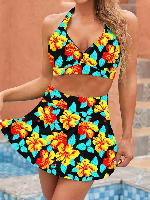 2023 Noi femei cu imprimeu flori Bikini Costum de baie Femeii Imprimare Set vară Monokini largi Costum de baie Plajă