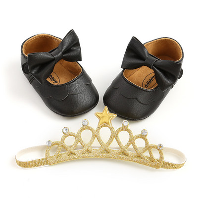 Detské bežné topánky, dojčenské batoľa, mašľa, protišmykové, gumené, s mäkkou podrážkou, ploché, protišmykové, z PU kože, batoľacie, prvé chodítko pre novorodencov