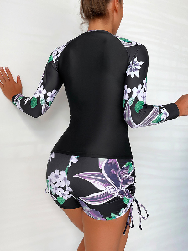 Dviejų dalių banglenčių maudymosi kostiumėlis, moteriškas, 2023 m. Naujas gėlėmis surišamas maudymosi kostiumėlis, moteriškas paplūdimio kostiumas, maudymosi kostiumėlis