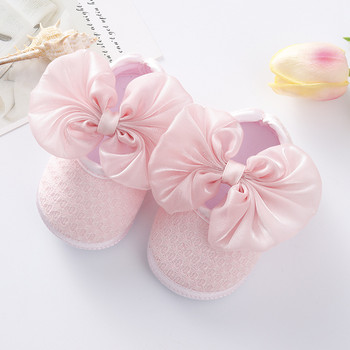 Новородени бебешки копринени обувки с панделка First Walker Shoes Girls Toddler Kids Soft Sole Shoes Есенни зимни обувки