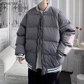 Ziemas plus samta biezākas parkas vīriešiem termiski brīvi, stilīgi, svītraini ins modes auksti apģērbi, viss atbilst vintage Slouchy Harajuku jauns