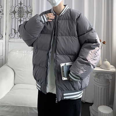 Ziemas plus samta biezākas parkas vīriešiem termiski brīvi, stilīgi, svītraini ins modes auksti apģērbi, viss atbilst vintage Slouchy Harajuku jauns